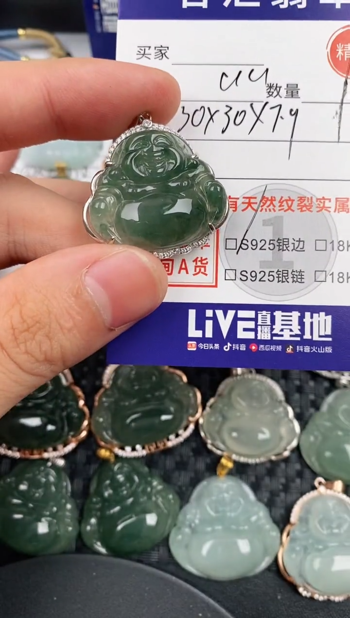 颈饰银S925镶嵌翡翠·