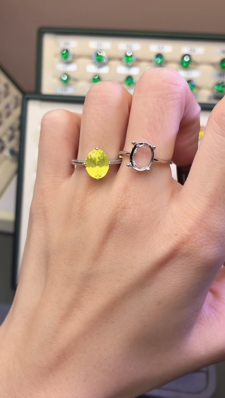 2蓝宝石（处理）无品牌 925银 轻奢女神款金丝雀黄色系