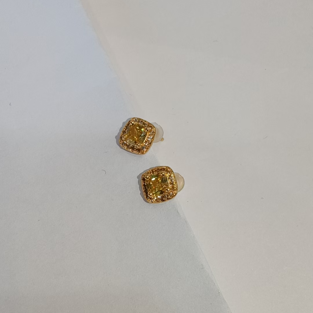足银耳饰 方糖黄z耳钉