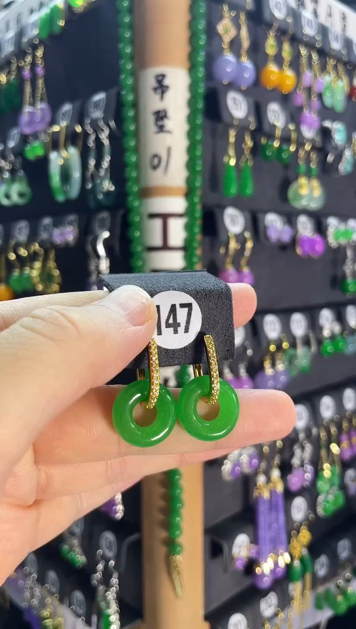 翡翠银S925镶嵌耳饰147...