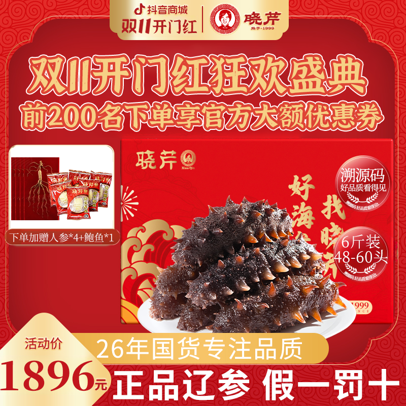 【双11开门红】晓芹即食海参6斤48-60头正宗大连辽刺参孕妇老人滋补