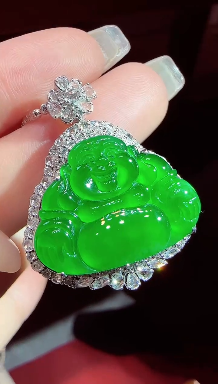 【闪购商品】翡翠吊坠(不含链)18K金镶嵌佛公