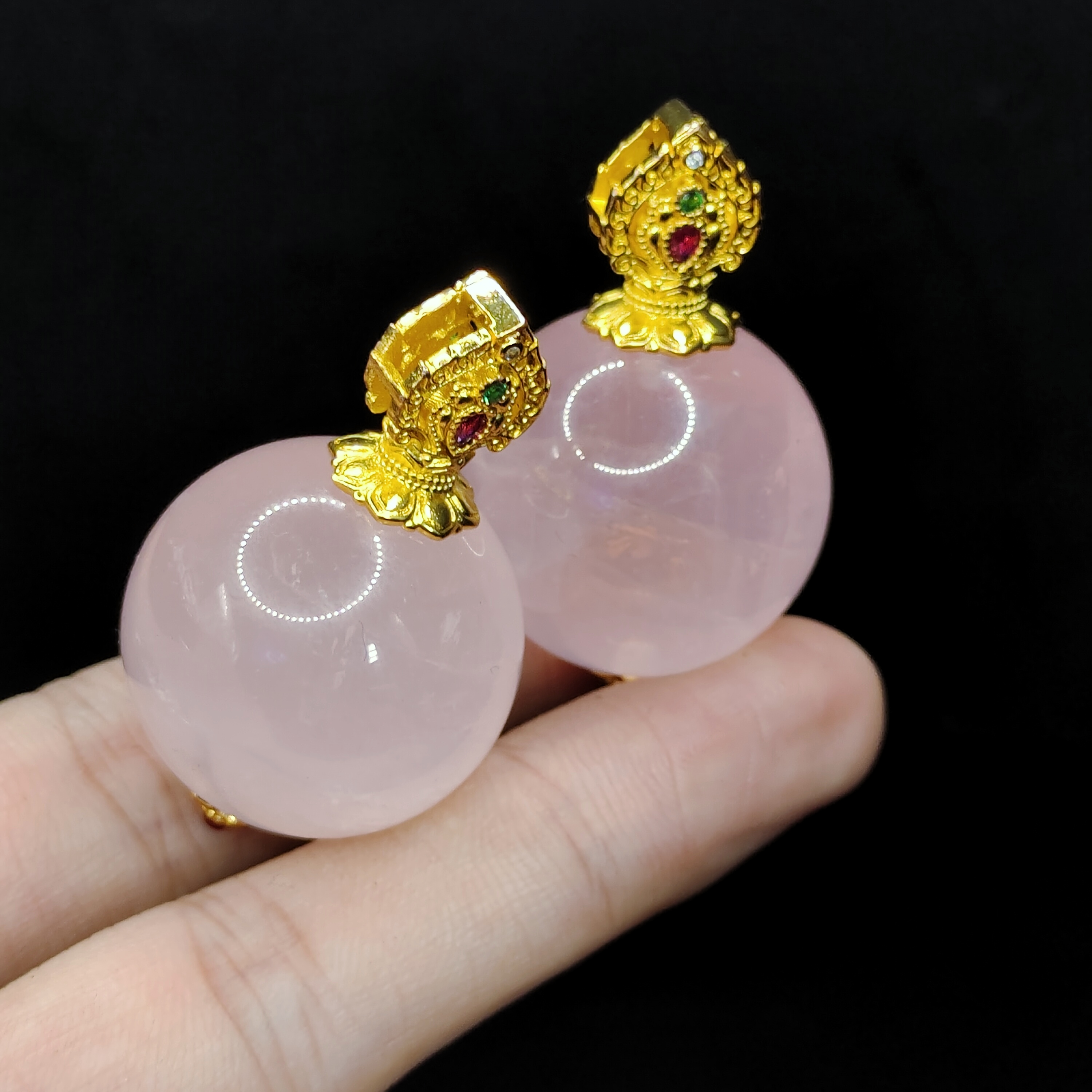 【老三珠宝】粉水晶转运珠吊坠赠皮绳X9【多样性发其一】约24mm+