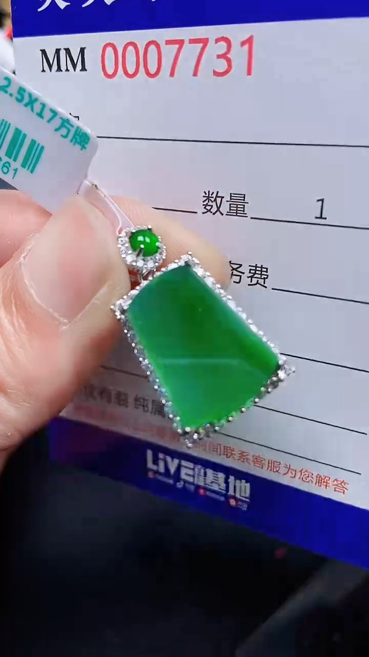 颈饰银S925镶嵌翡翠7731