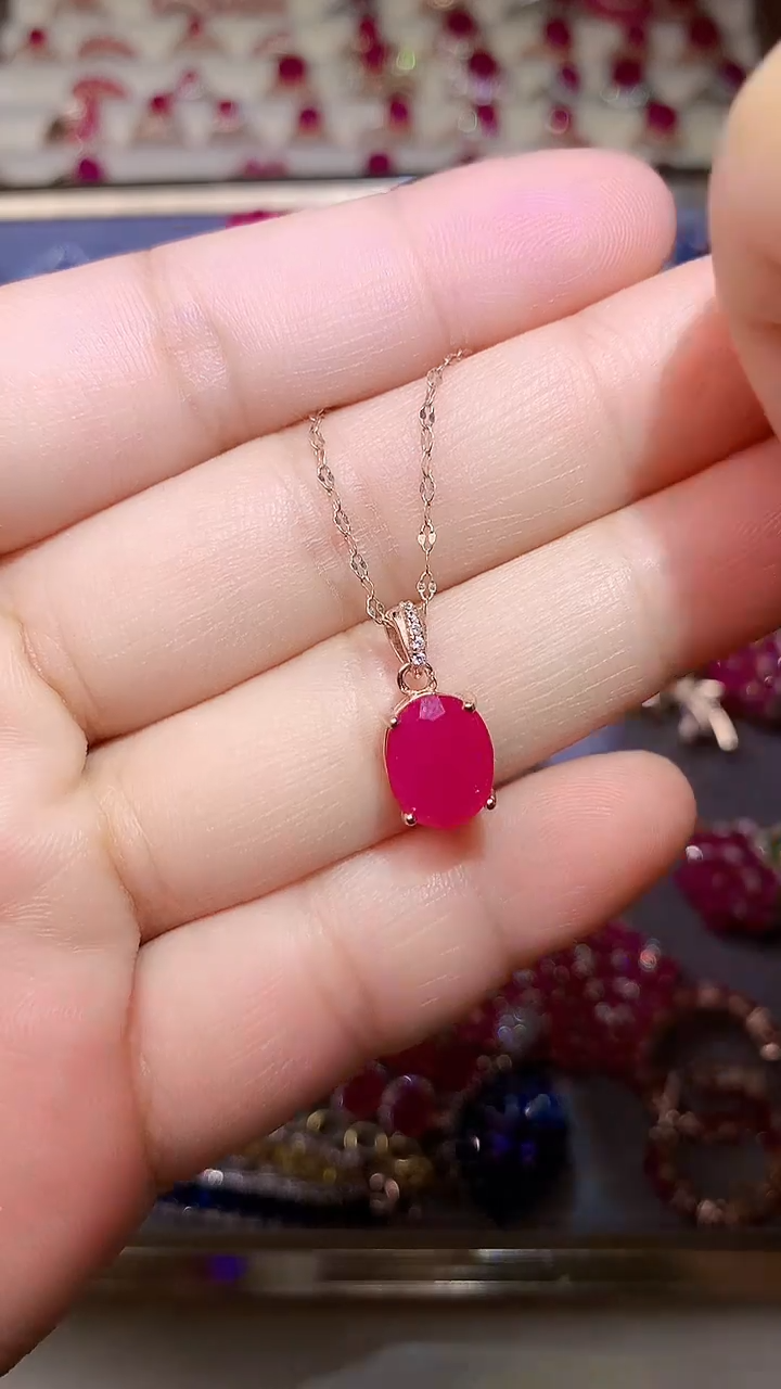 红宝石戒指银S925镶嵌....