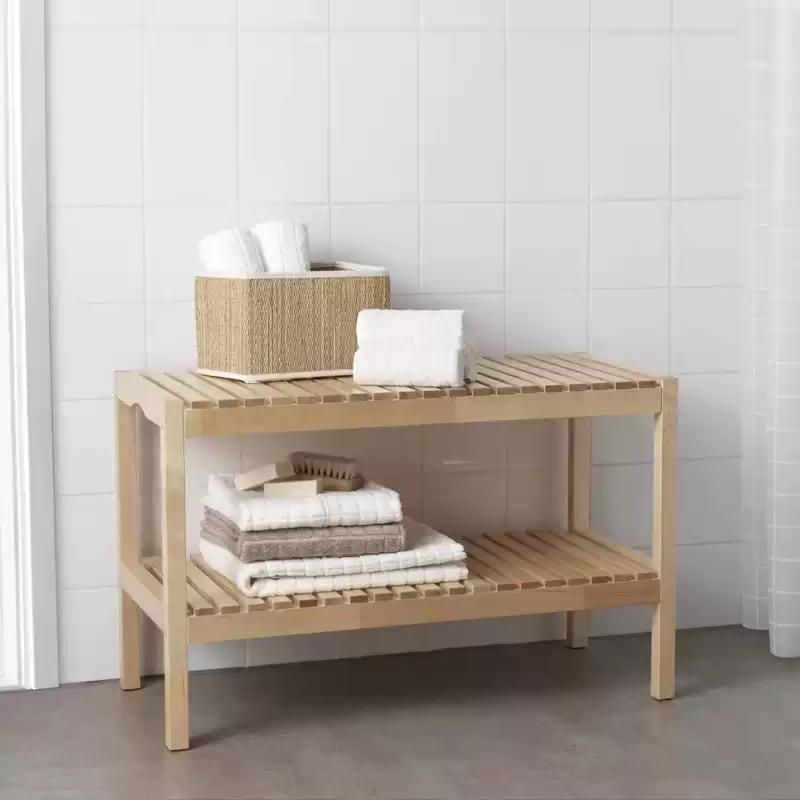 Molger长凳桦木实木玄关凳双层鞋架储物凳换鞋凳餐凳79*37*50