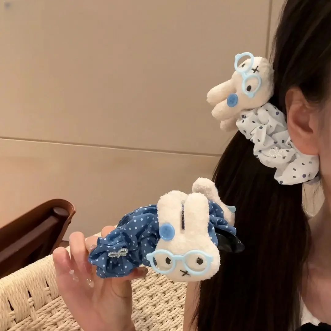 蓝色系米菲兔眼镜波点香蕉夹女珠珠小蝴蝶结可爱盘发百搭发饰发夹