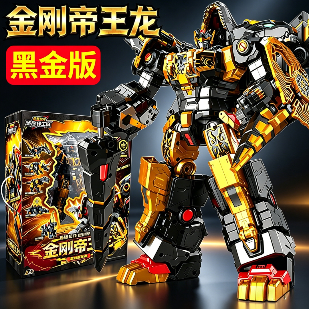 迷你特工队恐龙金刚帝王龙黑金版合体变形机器人男孩益智玩具周边