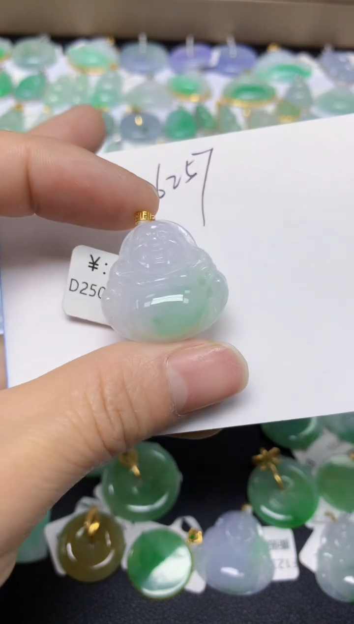 【闪购商品】翡翠挂件18K金镶嵌 天然翡翠A货