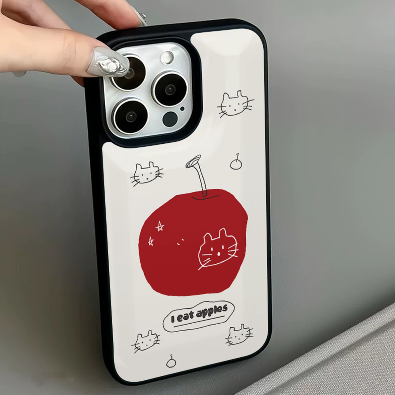 原创ins风苹果小猫适用苹果17promax手机壳iPhone16pro玻璃14全包