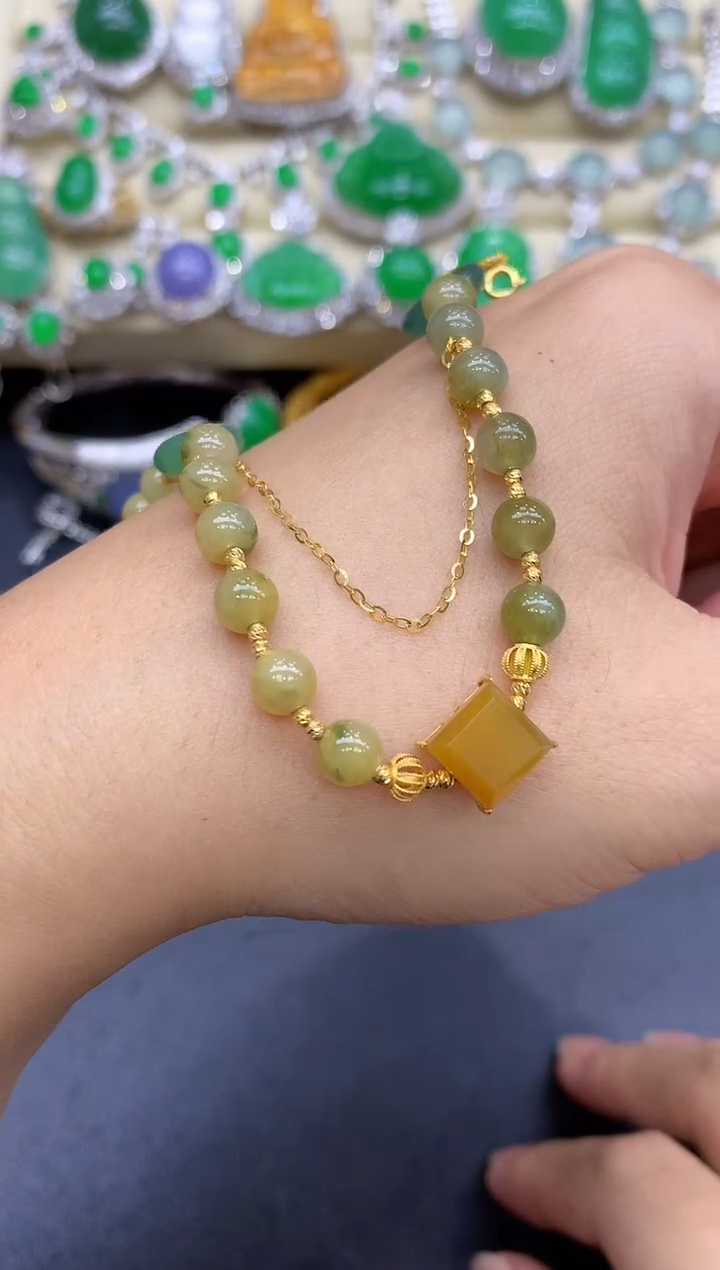 18K金镶嵌手链翡翠163-中国好珍宝