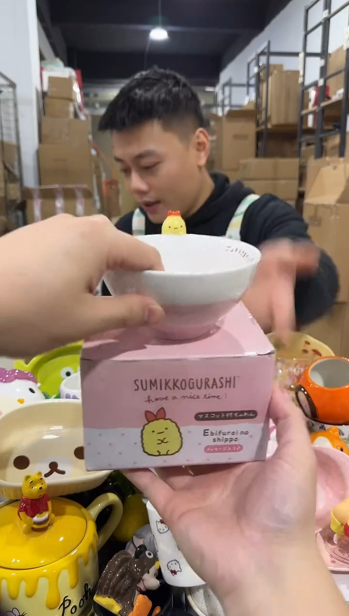 瓷片炸虾公仔碗 瑕疵不退换