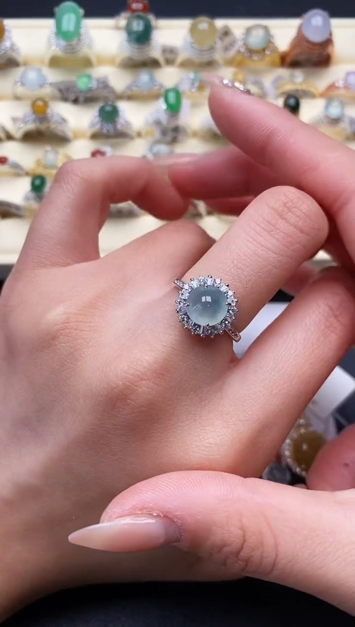 【闪购商品】翡翠戒指银S925镶嵌1111111+3