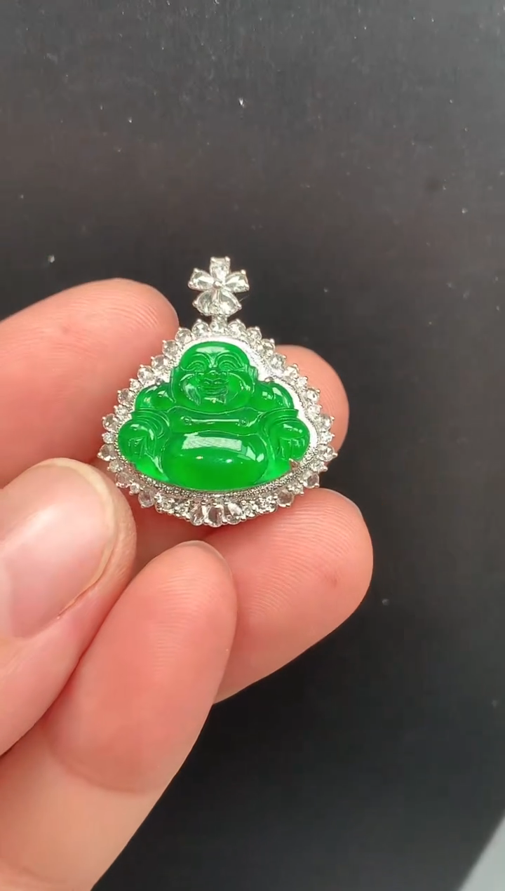 【闪购商品】翡翠吊坠(不含链)18K金镶嵌一