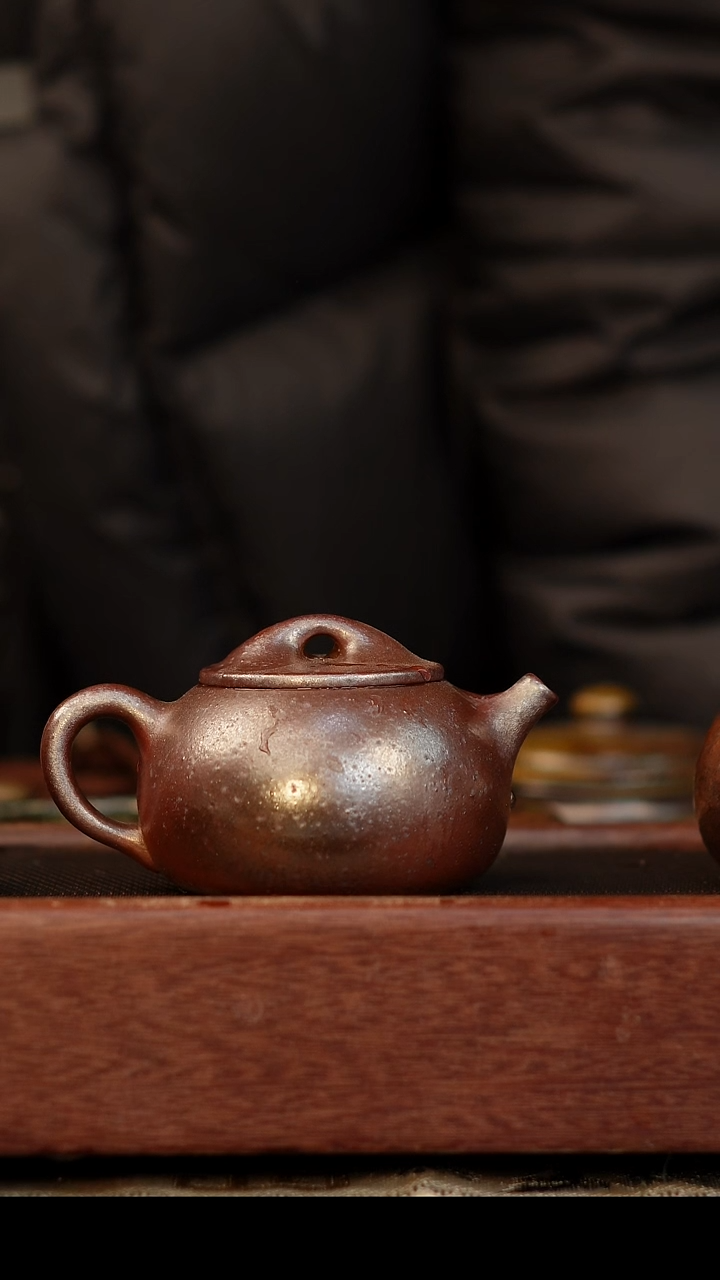 茶壶紫砂云*微瑕柴烧紫砂 天青 石瓢150cc