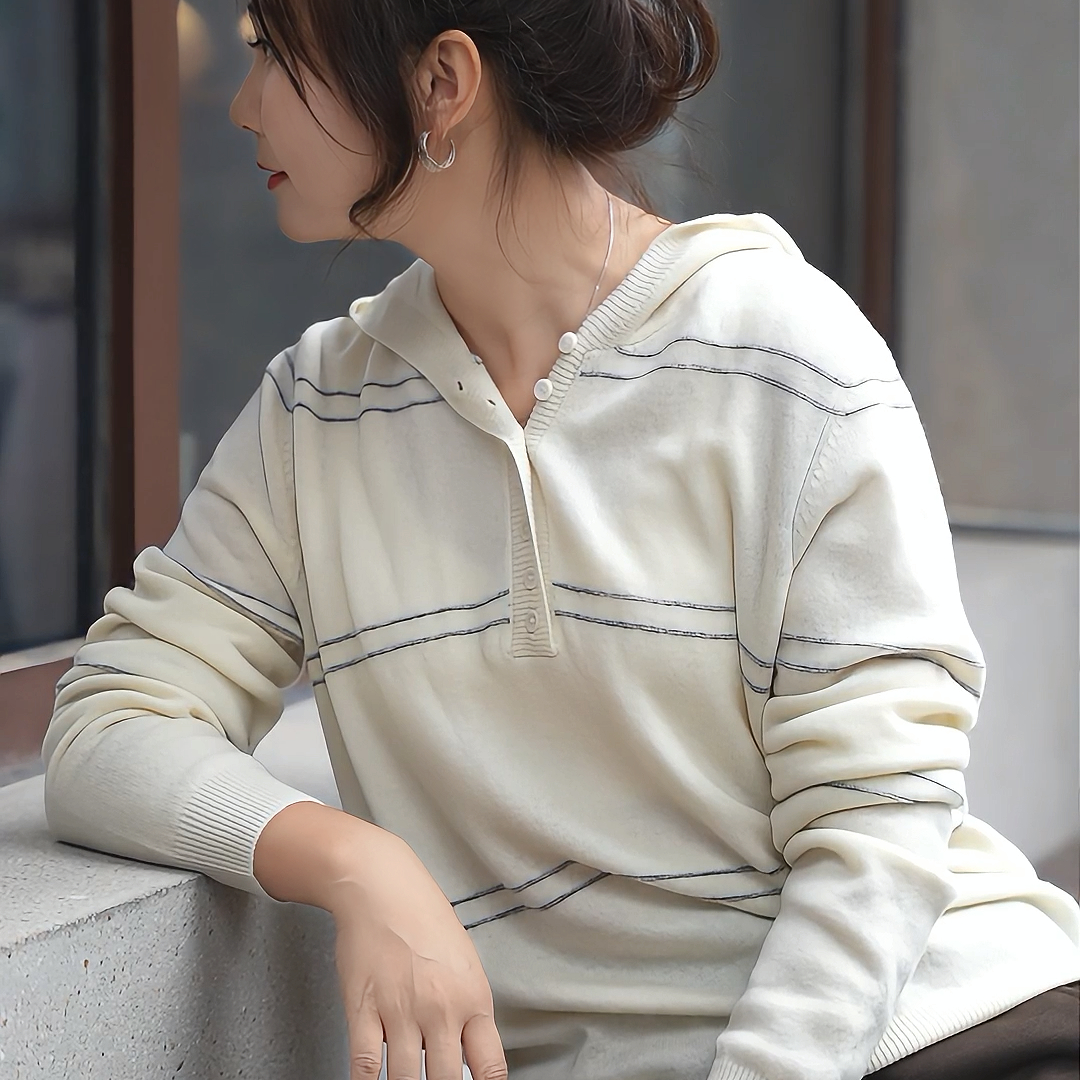 显瘦休闲慵懒时尚撞色女士毛衫
