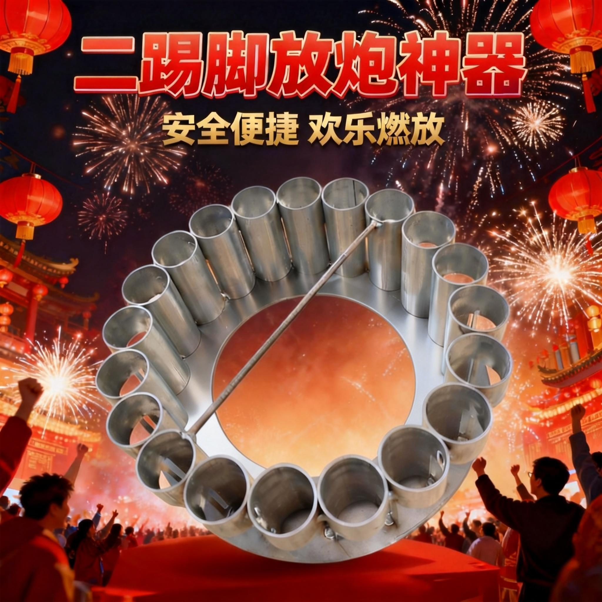 加厚二踢脚20连发防串支架双向炮架子结婚过年二台脚辅助连放器