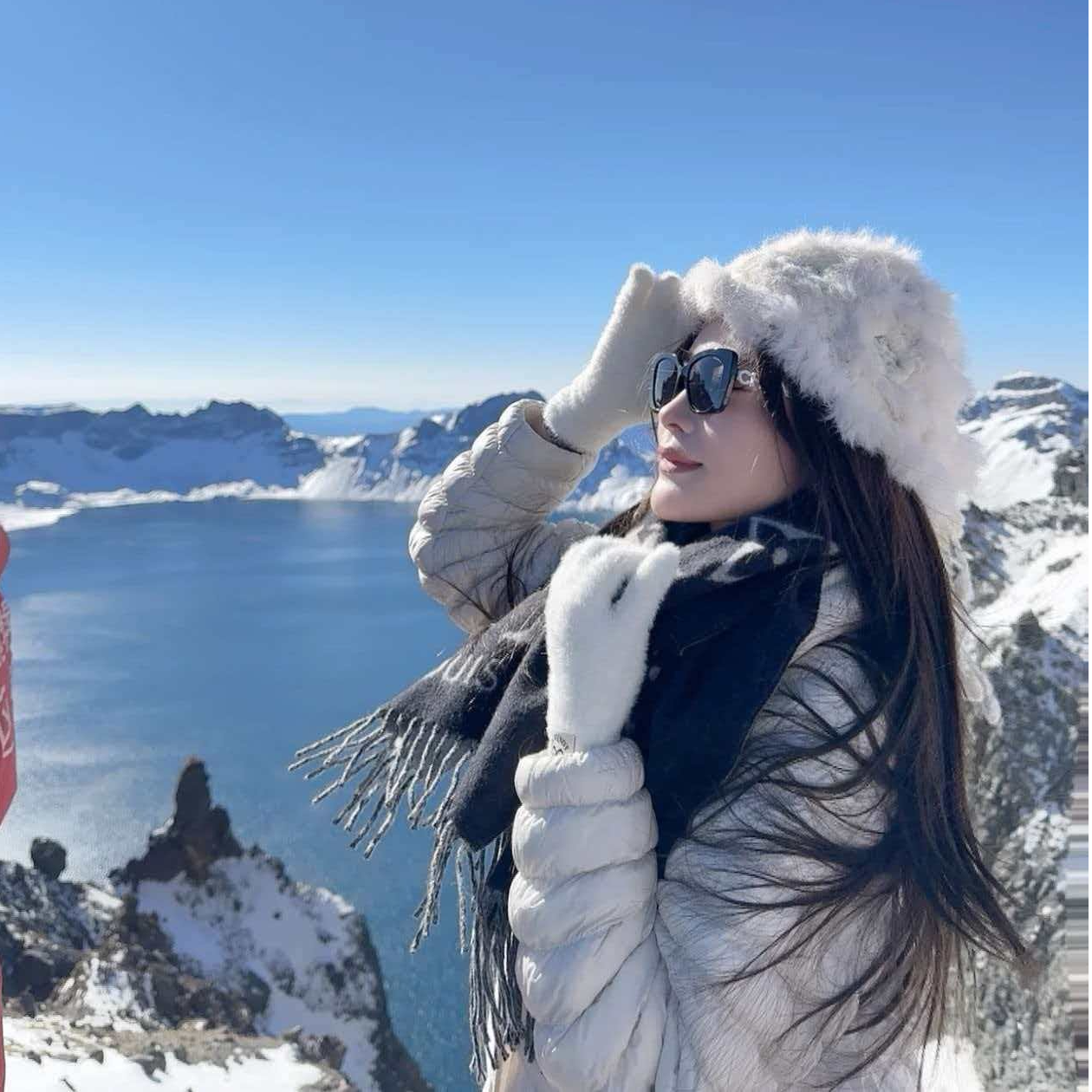 双面羊绒流苏围巾 老花 绒线围巾 男女同款情侣款L