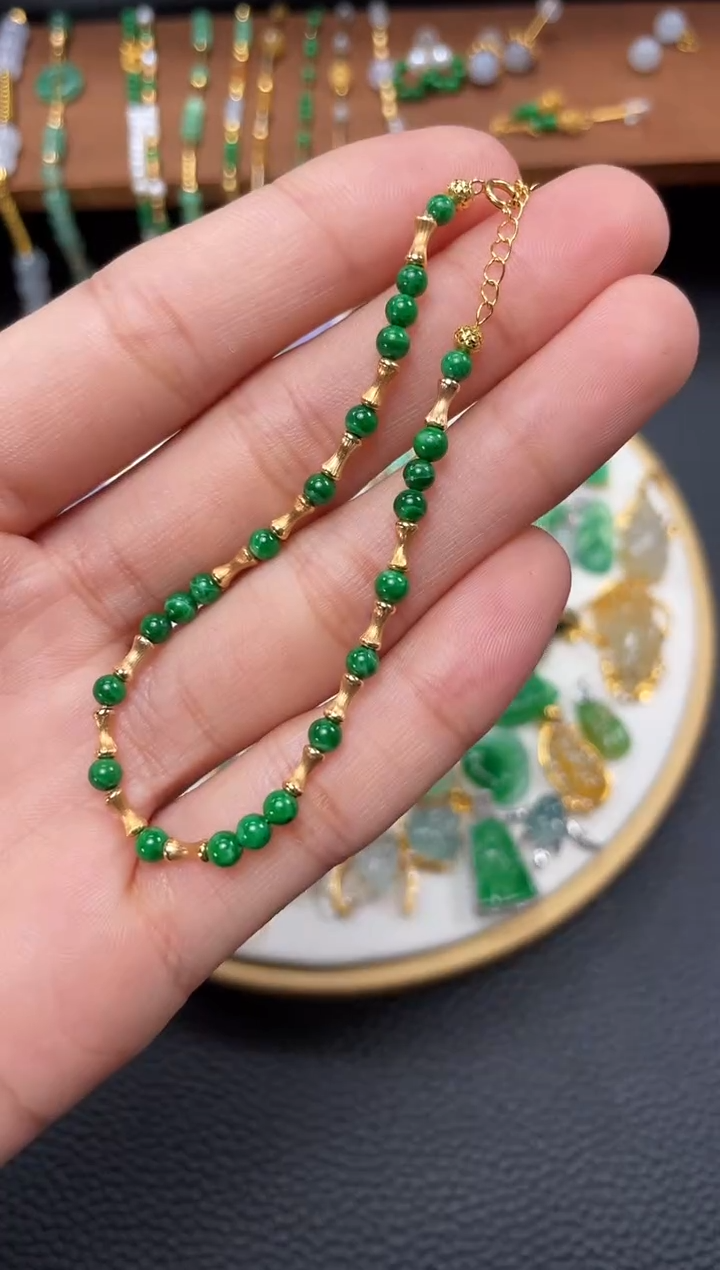 【闪购商品】翡翠套链18K金镶嵌一个   JK726