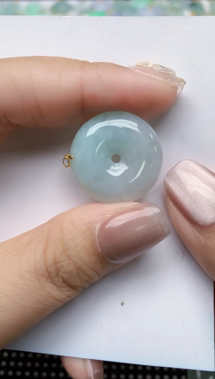 翡翠18K金镶嵌颈饰天然缅甸A货翡翠