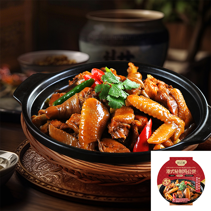 【新效期】港式秘制鸡公煲900g*2盒 一锅两吃|先吃鸡再涮锅加热即食