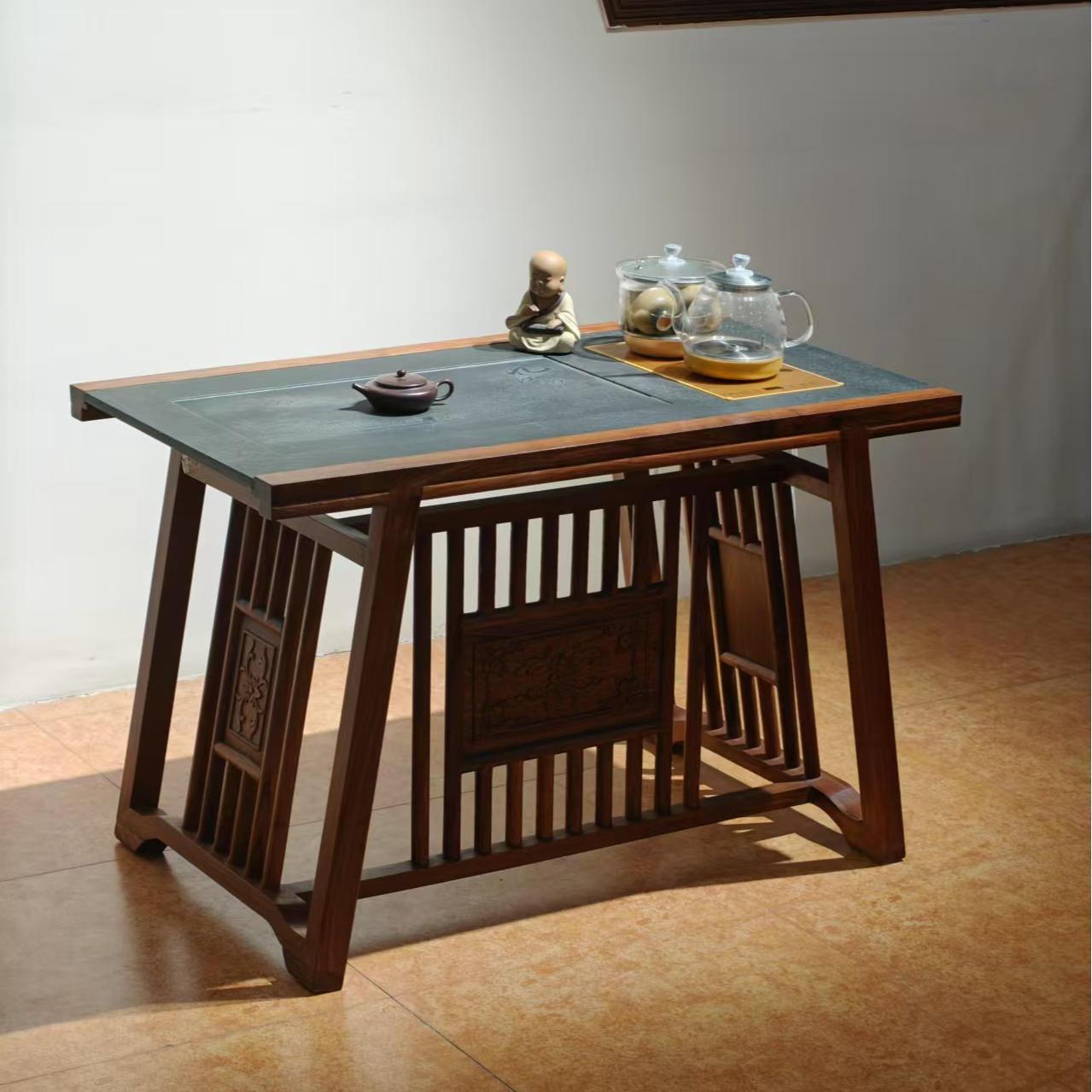 刺猬紫檀小茶台嵌入式漏茶桌红木阳台茶台108*62*69
