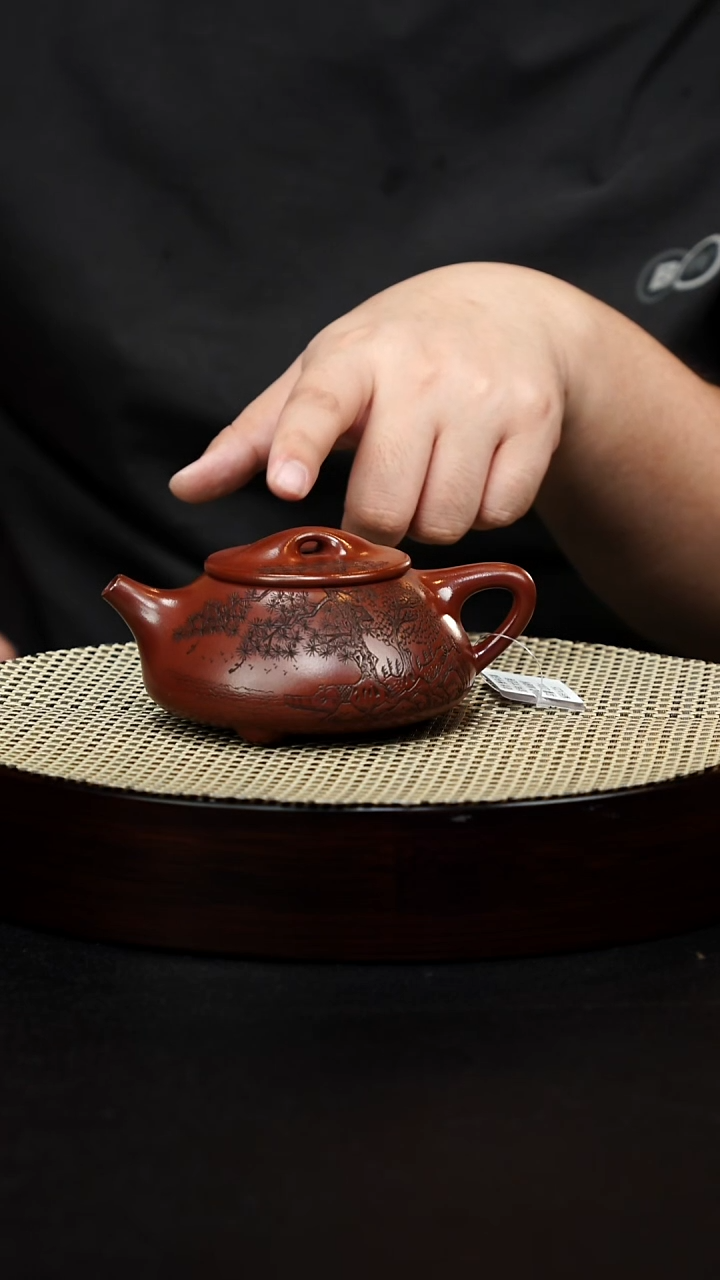 茶壶紫砂宜兴原矿手工紫砂 景州石瓢 朱泥大红袍