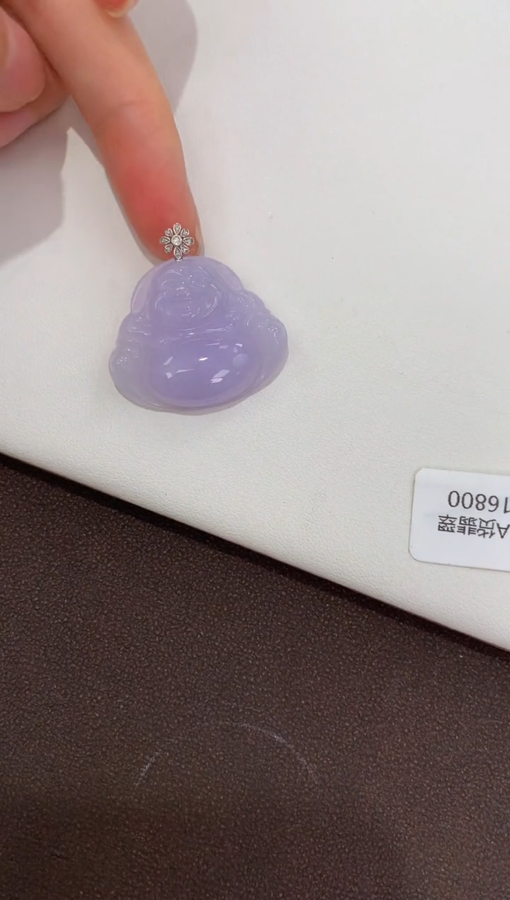 翡翠18K金镶嵌颈饰天然缅甸a货翡翠