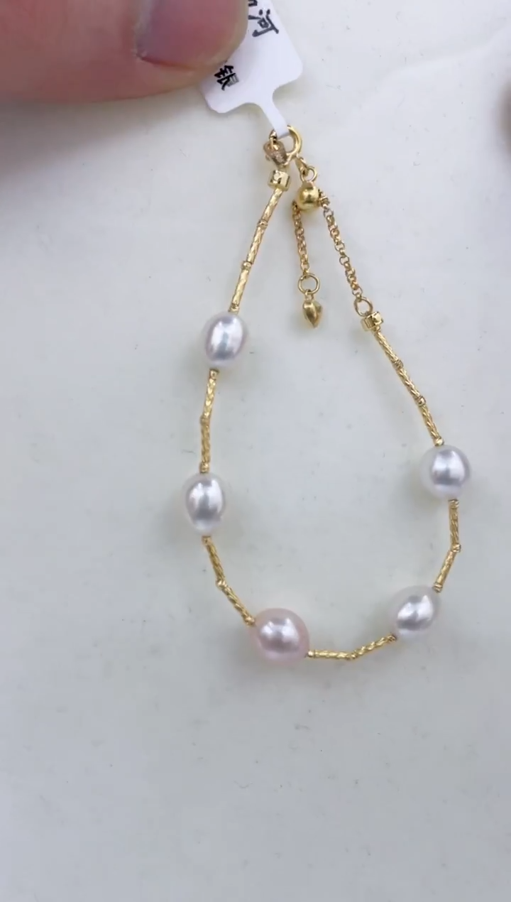 银S925镶嵌手链淡水珍珠  