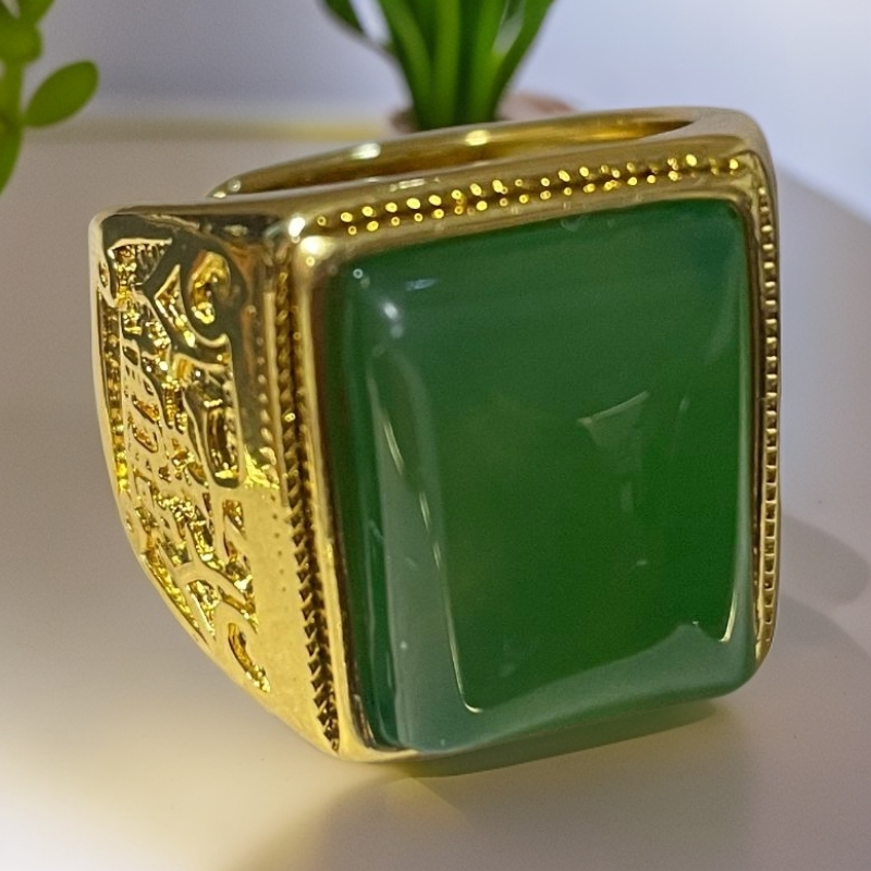 绿色 马鞍戒 玛瑙 活口可调节 带礼盒 CC 561