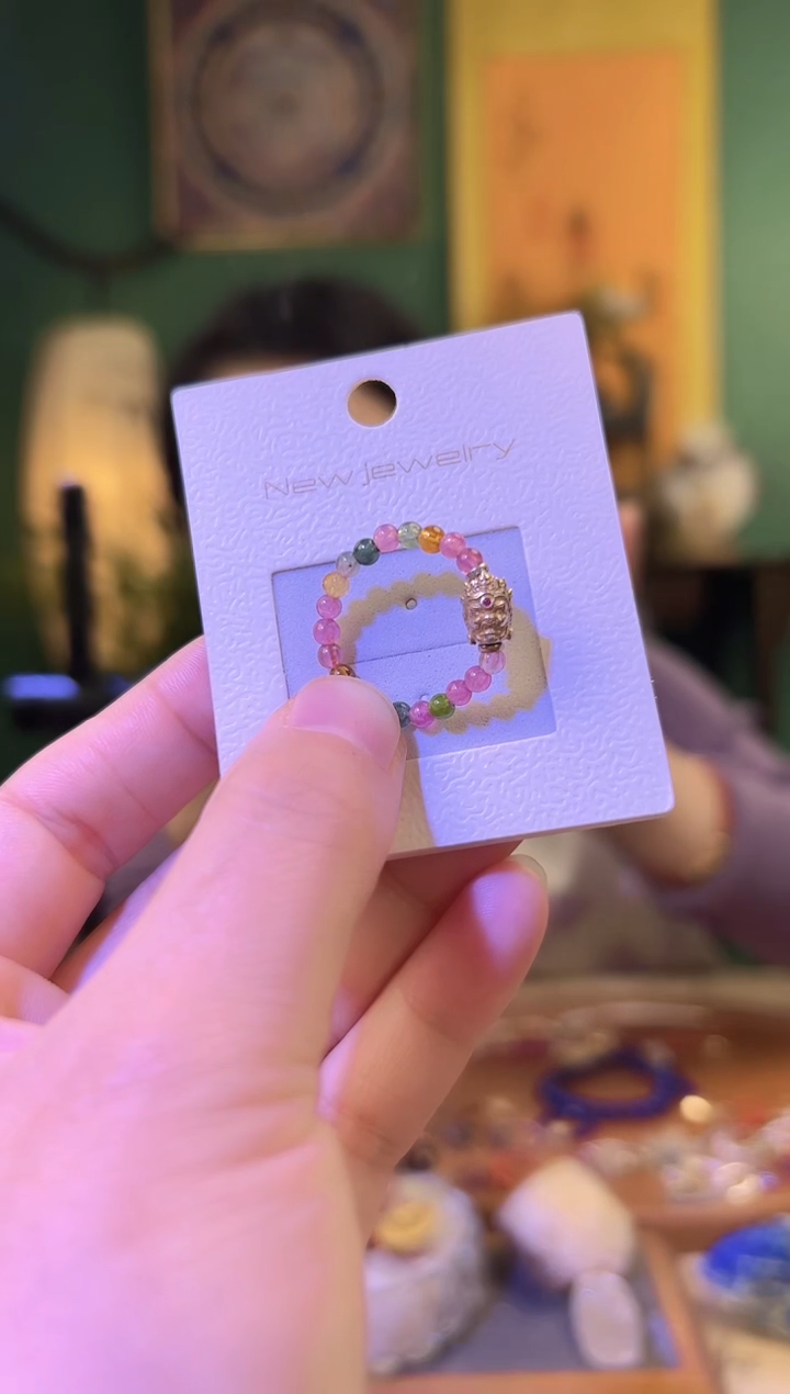 【闪购商品】碧玺戒指银S925镶嵌碧玺大黑天戒指