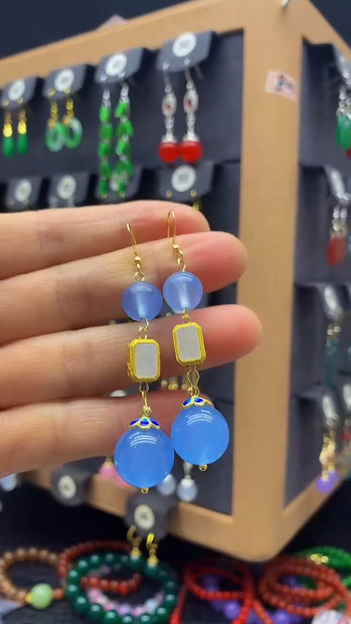 【闪购商品】玛瑙/玉髓耳坠银S925镶嵌333333