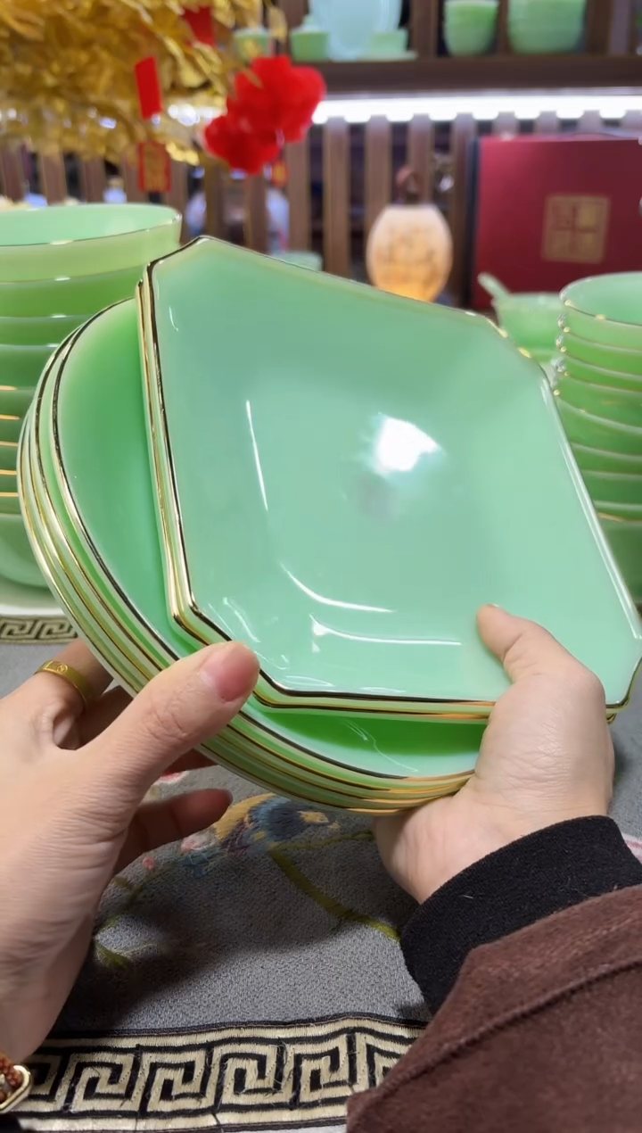 玉瓷方盘2个 8英寸深盘4个景德镇陶瓷