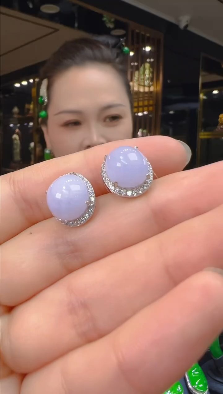 翡翠银S925镶嵌耳饰024（多样性发其一）