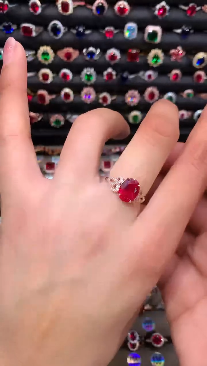 【闪购商品】红宝石戒指银S925镶嵌810