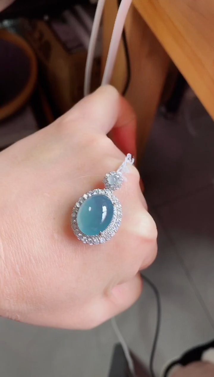 吊坠(不含链)银S925镶嵌翡翠1212