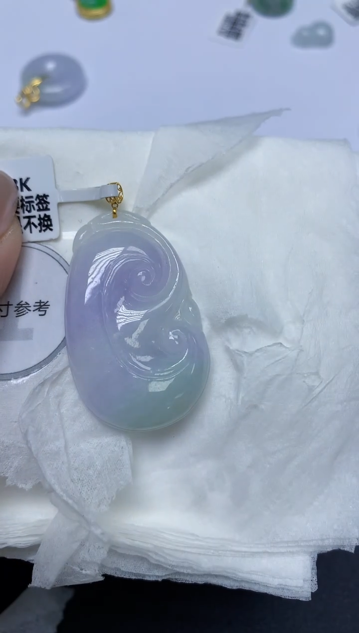 翡翠18K金镶嵌颈饰天然缅甸翡翠A货百元以上9元证书费自理