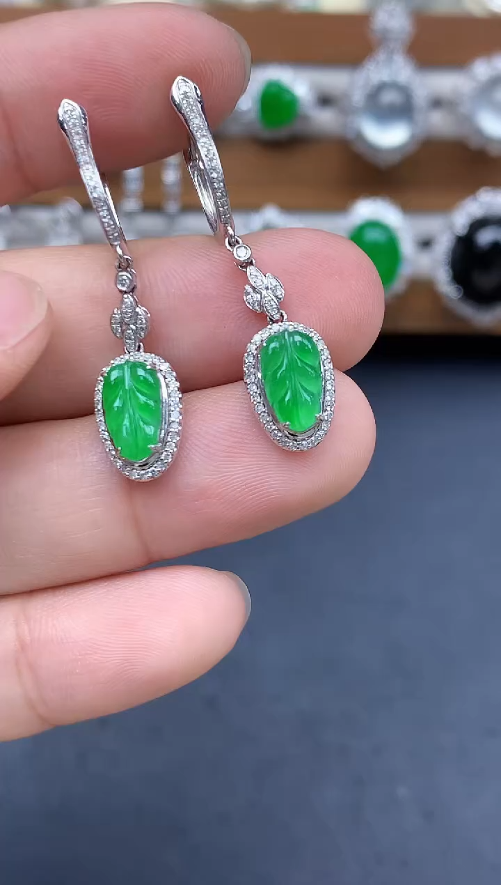 18K金镶嵌翡翠耳饰443-中国好珍宝1