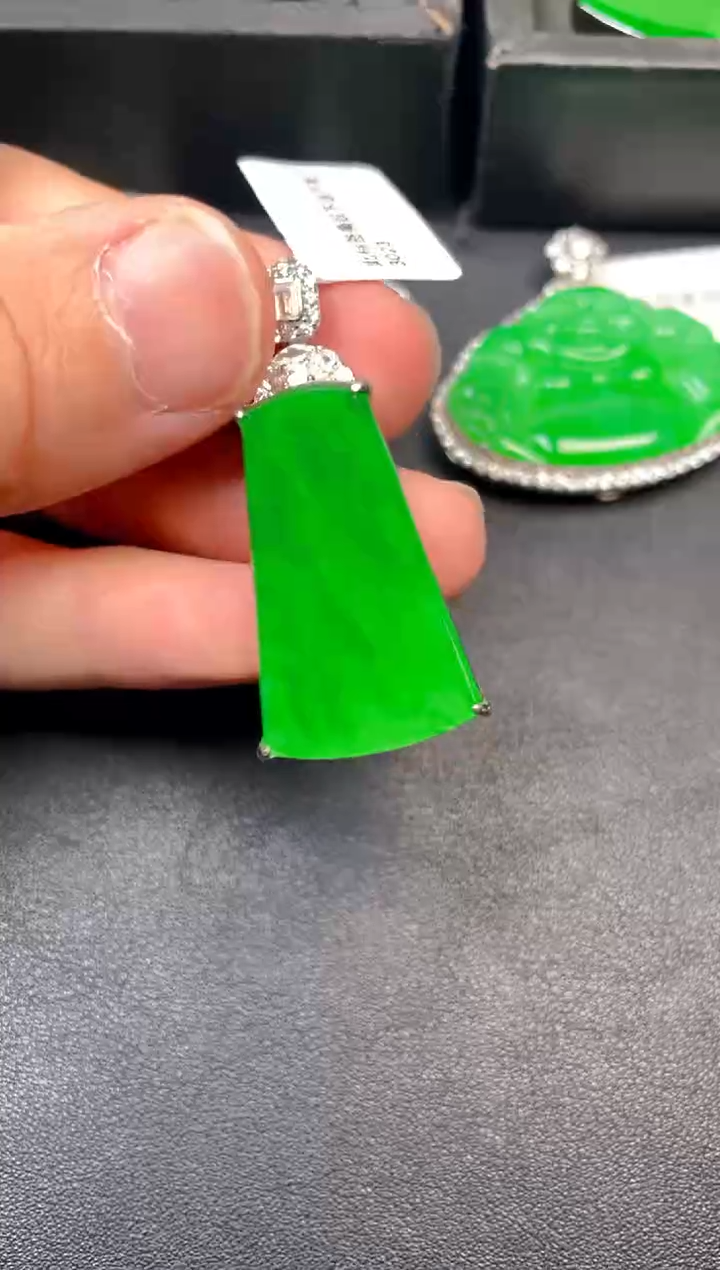 吊坠(不含链)银S925镶嵌翡翠吊坠