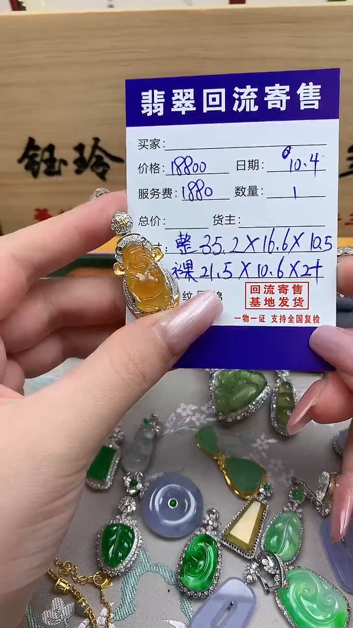 颈饰18K金镶嵌翡翠天然缅甸翡翠A货