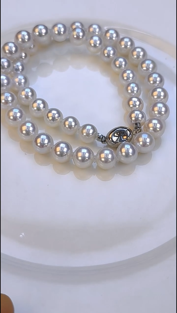 项链银S925镶嵌淡水珍珠9