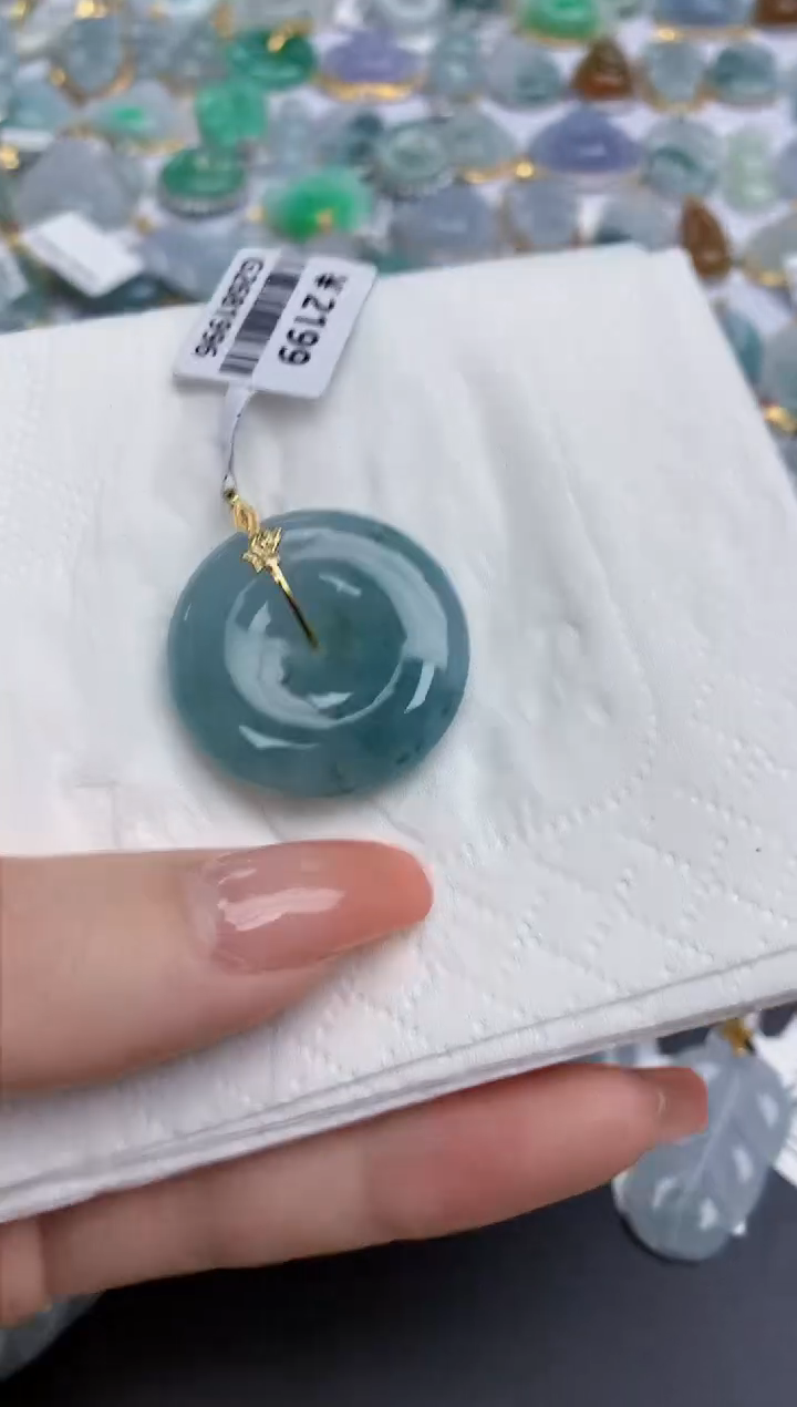 【闪购商品】翡翠颈饰18K金镶嵌天然缅甸翡翠A货