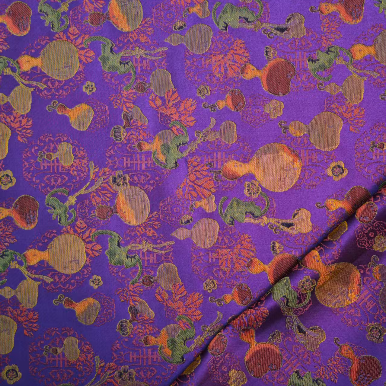 【紫色-福禄葫芦】垚记布庄通用国风服装布料面料链接国风丝绸面料.