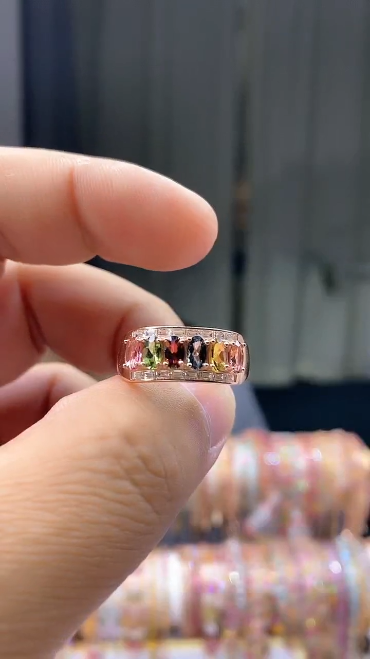 【闪购商品】碧玺戒指银S925镶嵌343543543