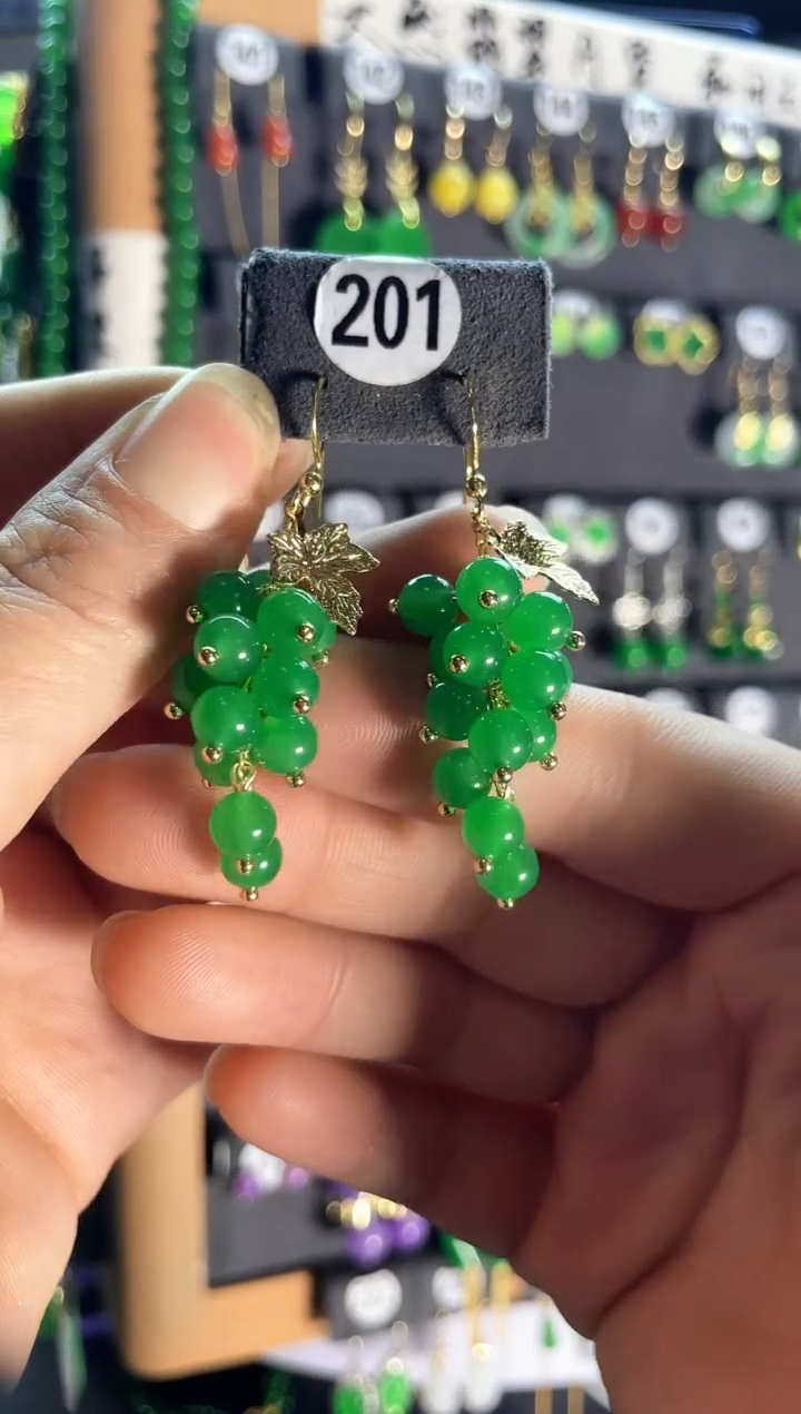 【闪购商品】翡翠耳饰银S925镶嵌老201