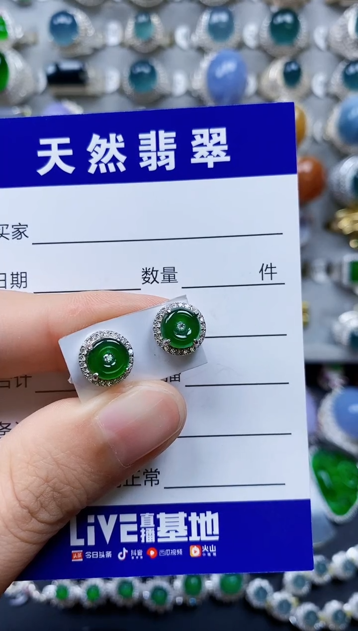 【闪购商品】翡翠耳饰银S925镶嵌0197