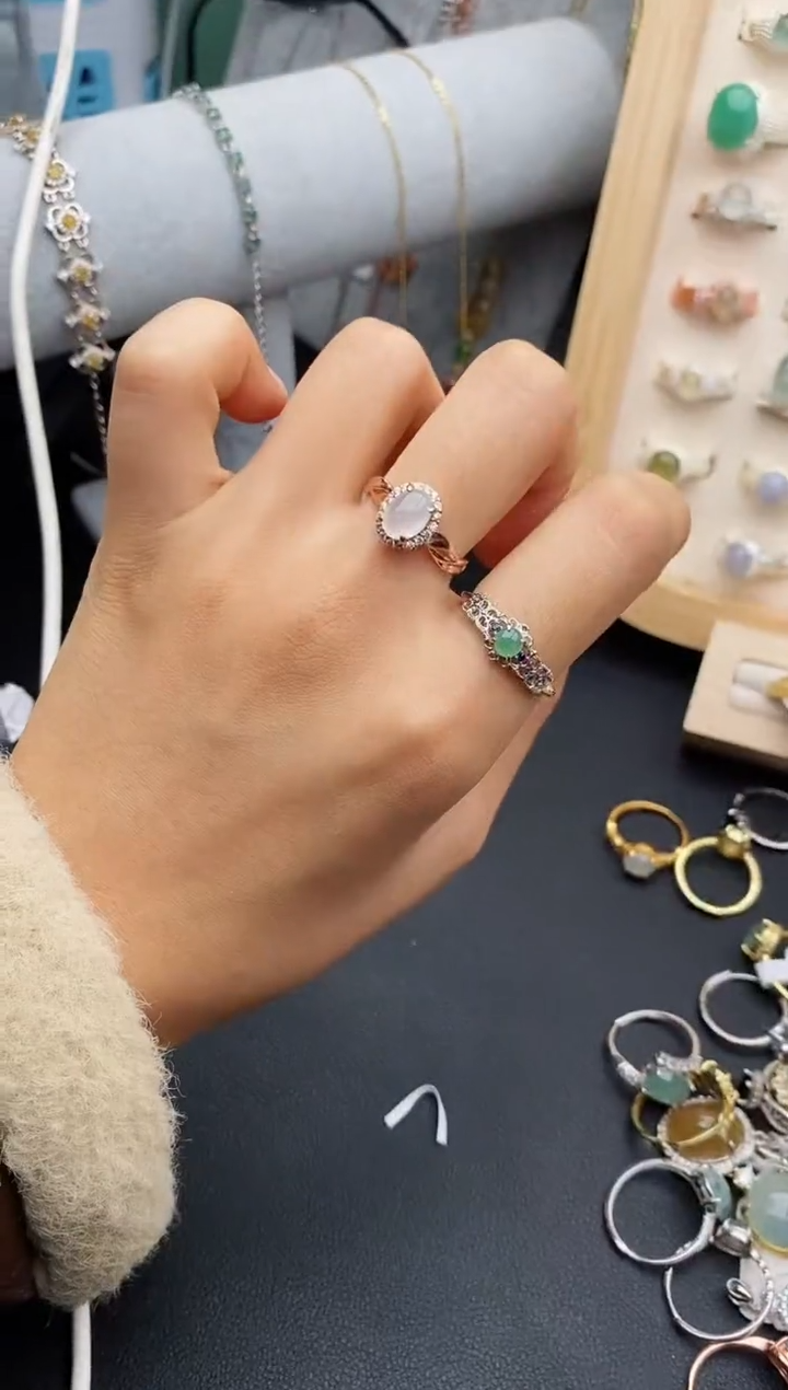 【闪购商品】翡翠戒指银S925镶嵌缅甸翡翠