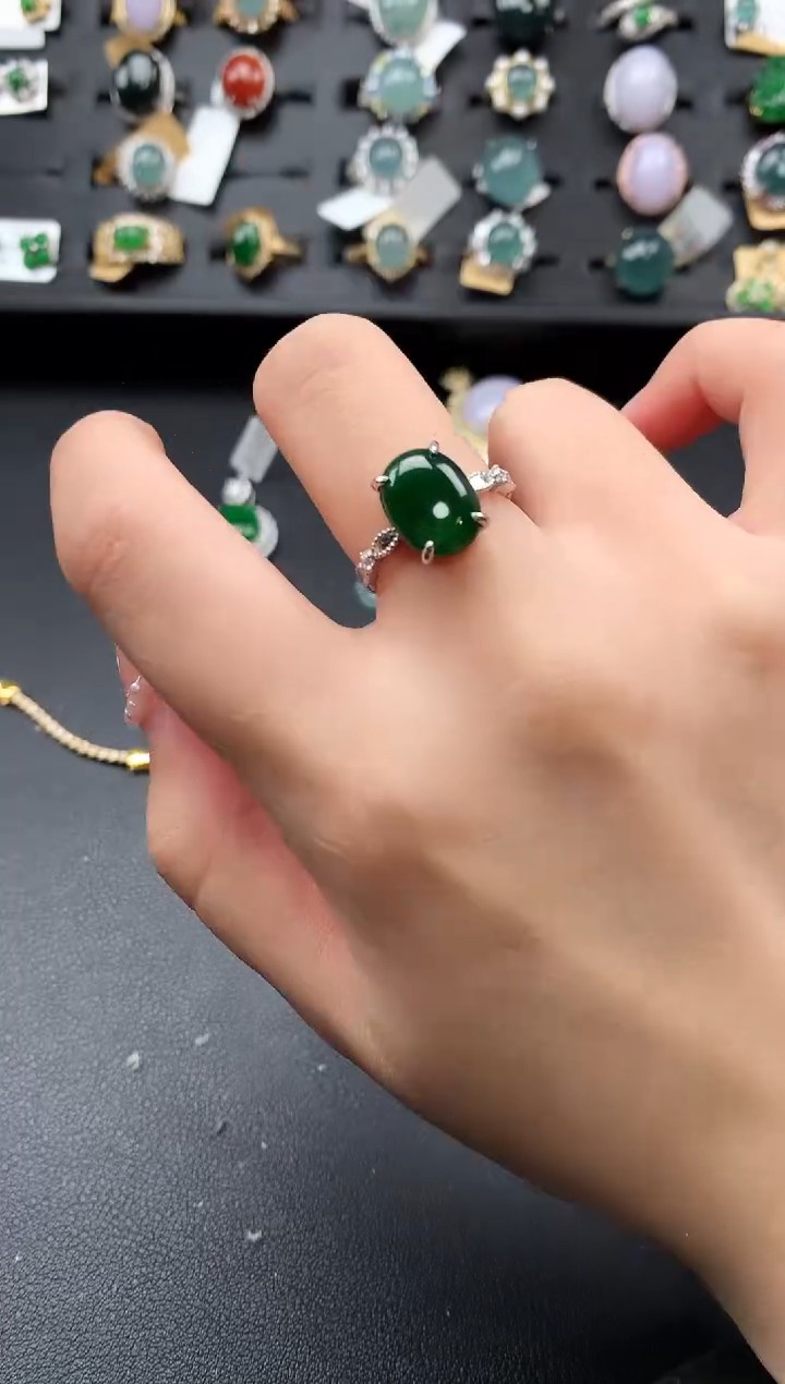 【闪购商品】翡翠戒指银S925镶嵌52141