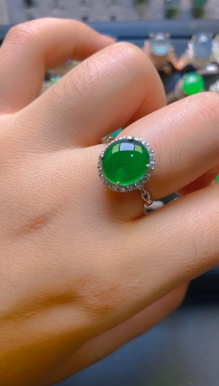 【闪购商品】翡翠耳饰银S925镶嵌天然A货翡翠1