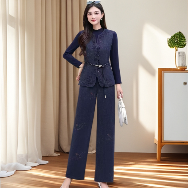 B9526#蓝【木兮兮专属】2025年秋冬季新款气质时尚修身百搭三件套装